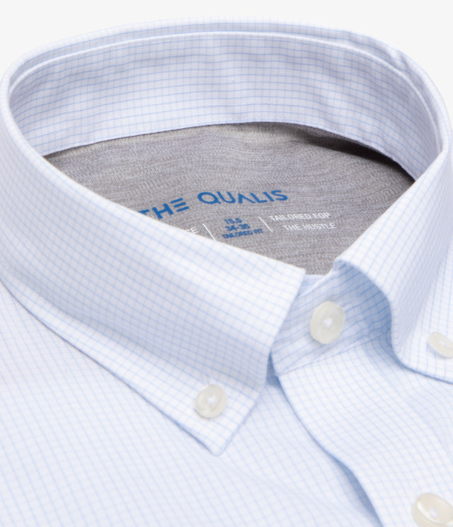 Camisa Hombre Performance Botton Down Cuadros Celeste