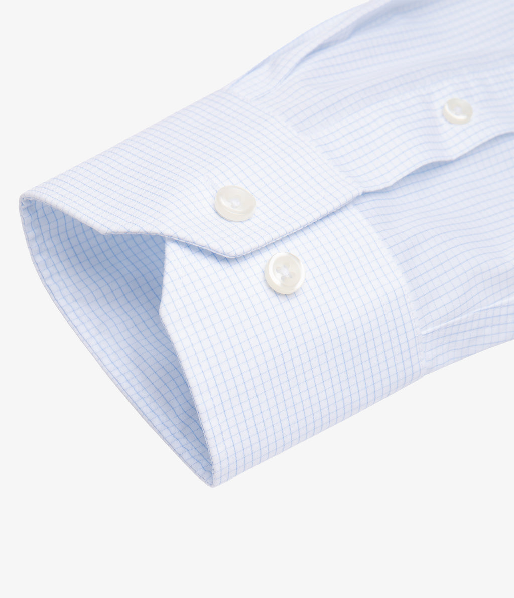 Camisa Hombre Performance Botton Down Cuadros Celeste