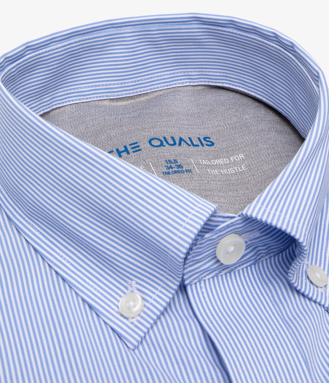 Camisa Hombre Performance botton down Rayas Azul
