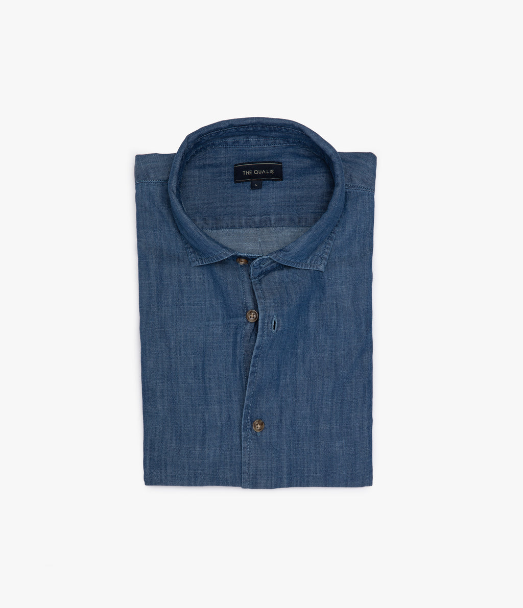 Camisa Hombre Denim Manga Larga Azul Steven