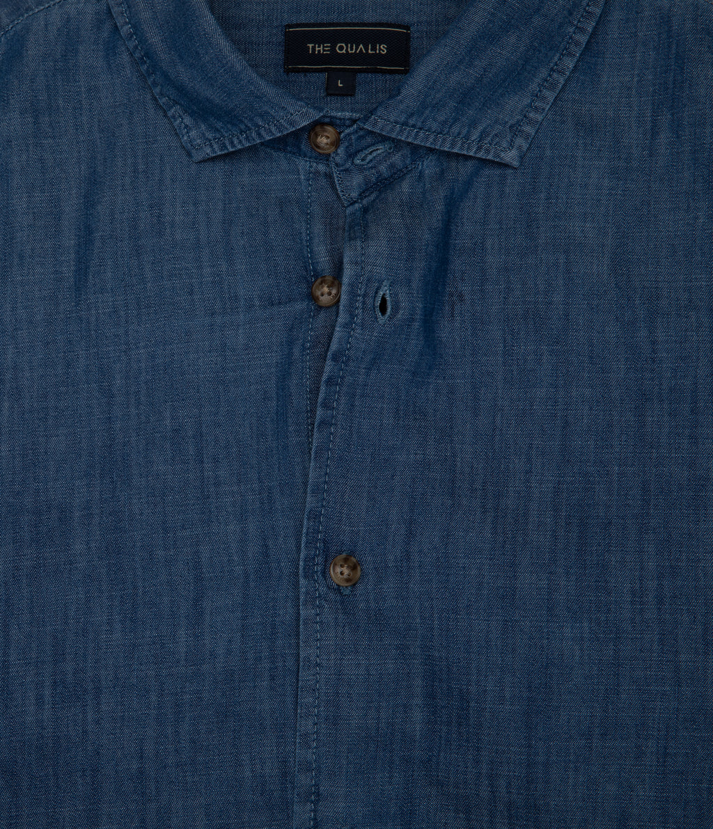 Camisa Hombre Denim Manga Larga Azul Steven