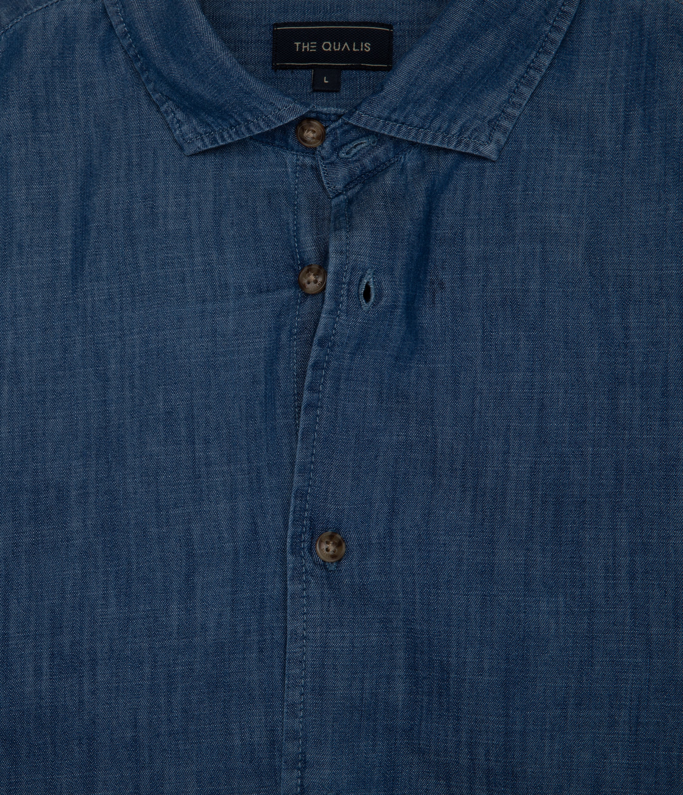Camisa Hombre Denim Manga Larga Azul Steven