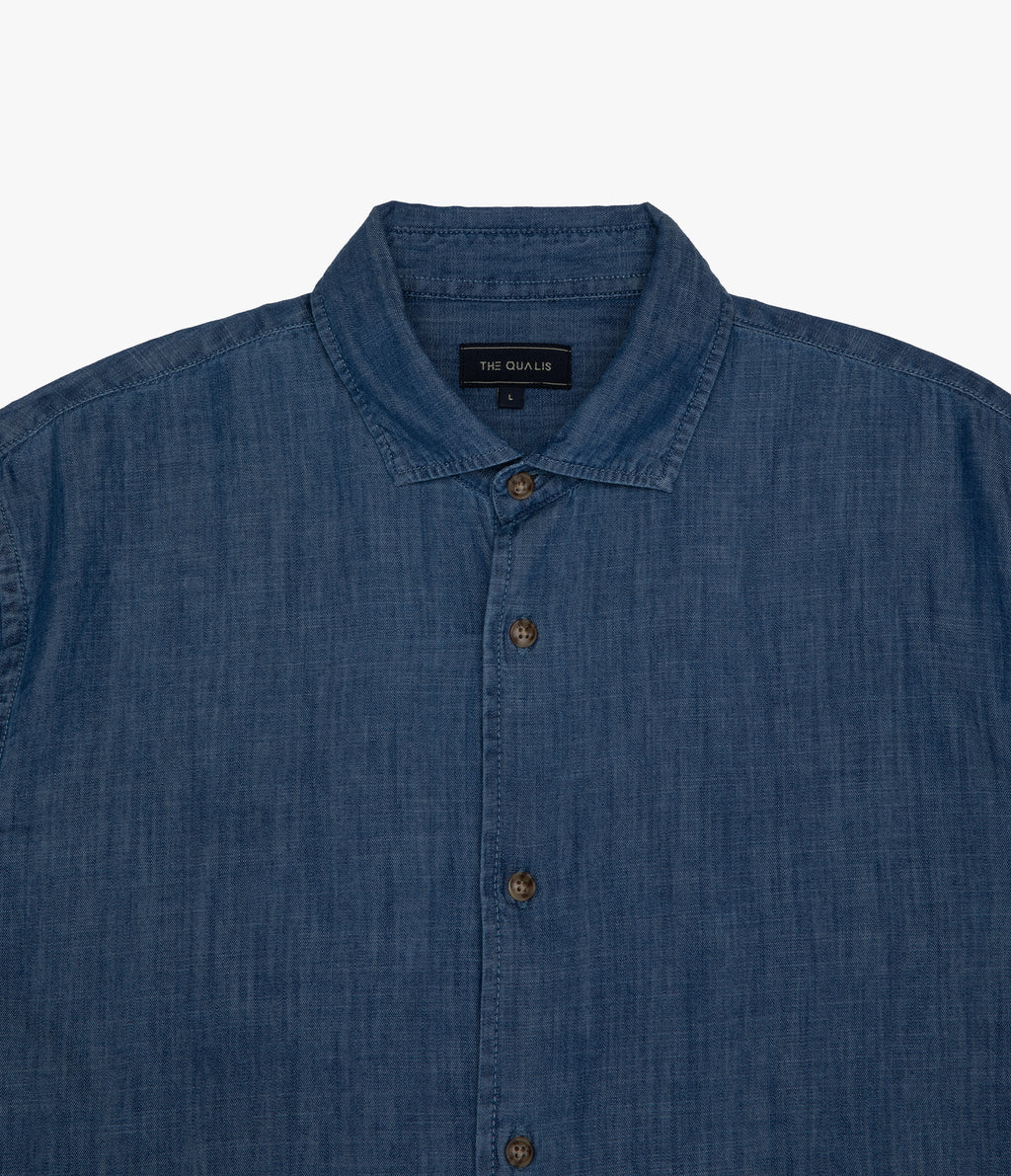 Camisa Hombre Denim Manga Larga Azul Steven