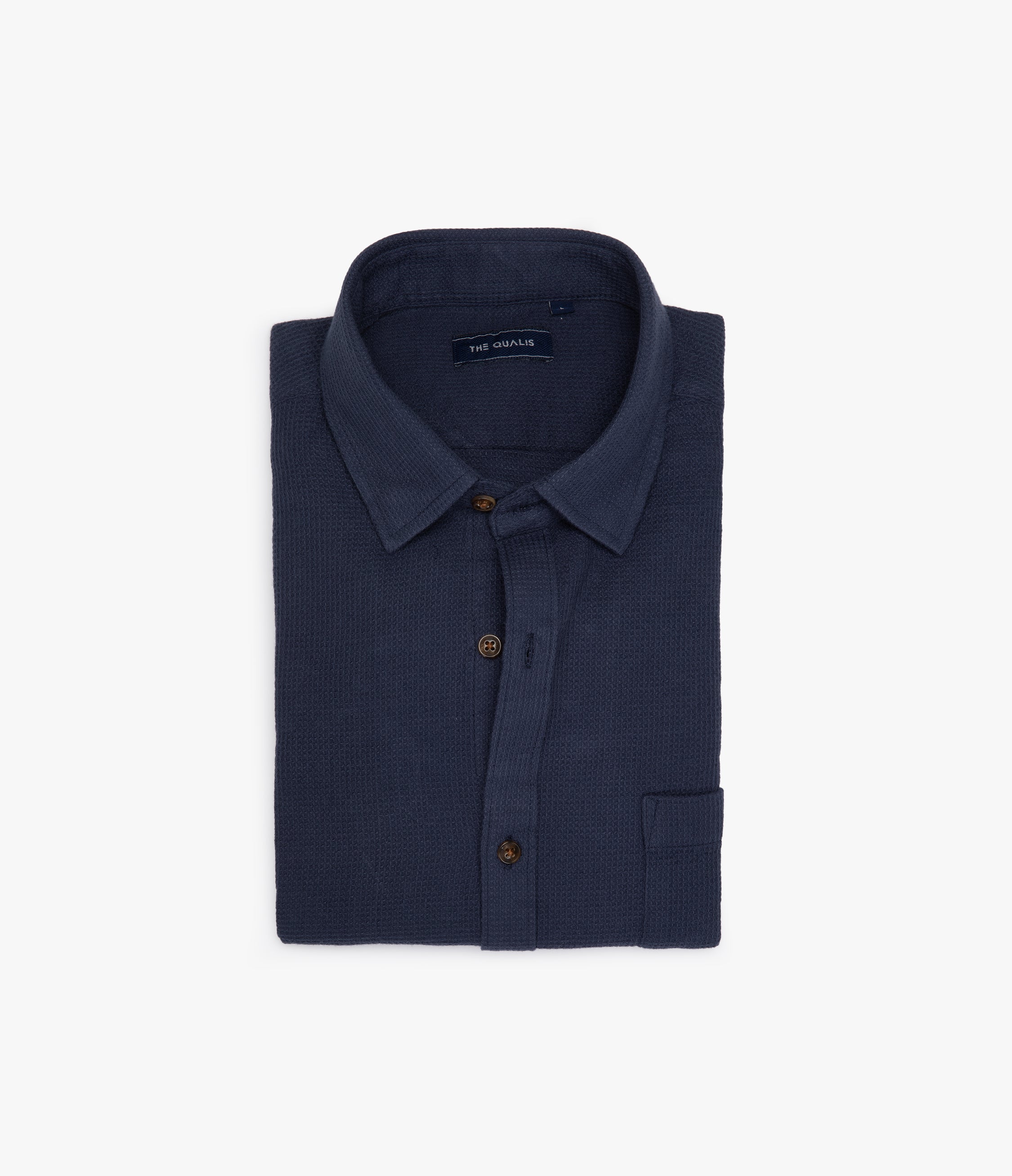 Camisa Hombre Waffle Manga Larga Azul Marino Matias