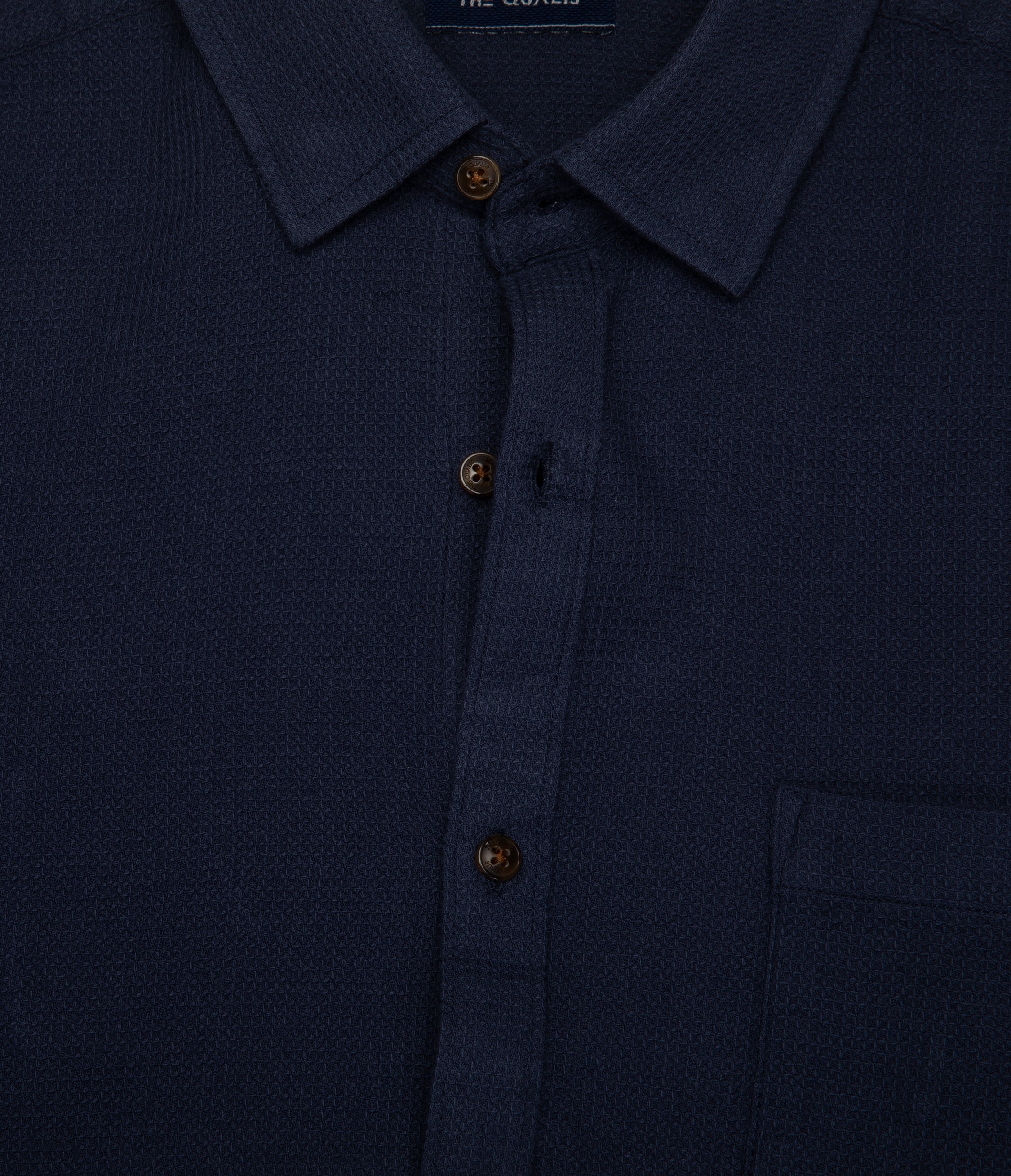 Camisa Hombre Waffle Manga Larga Azul Marino Matias
