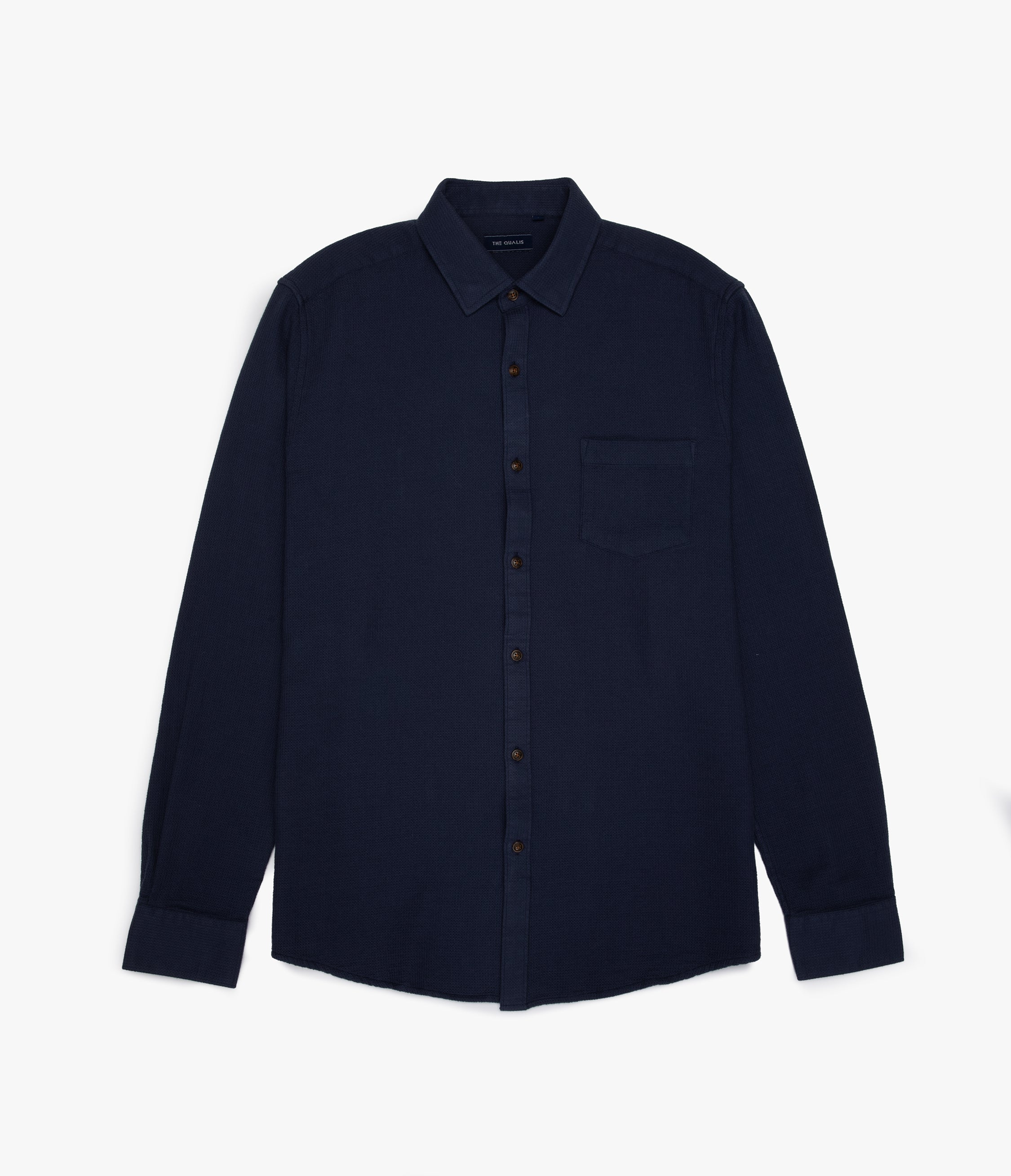 Camisa Hombre Waffle Manga Larga Azul Marino Matias