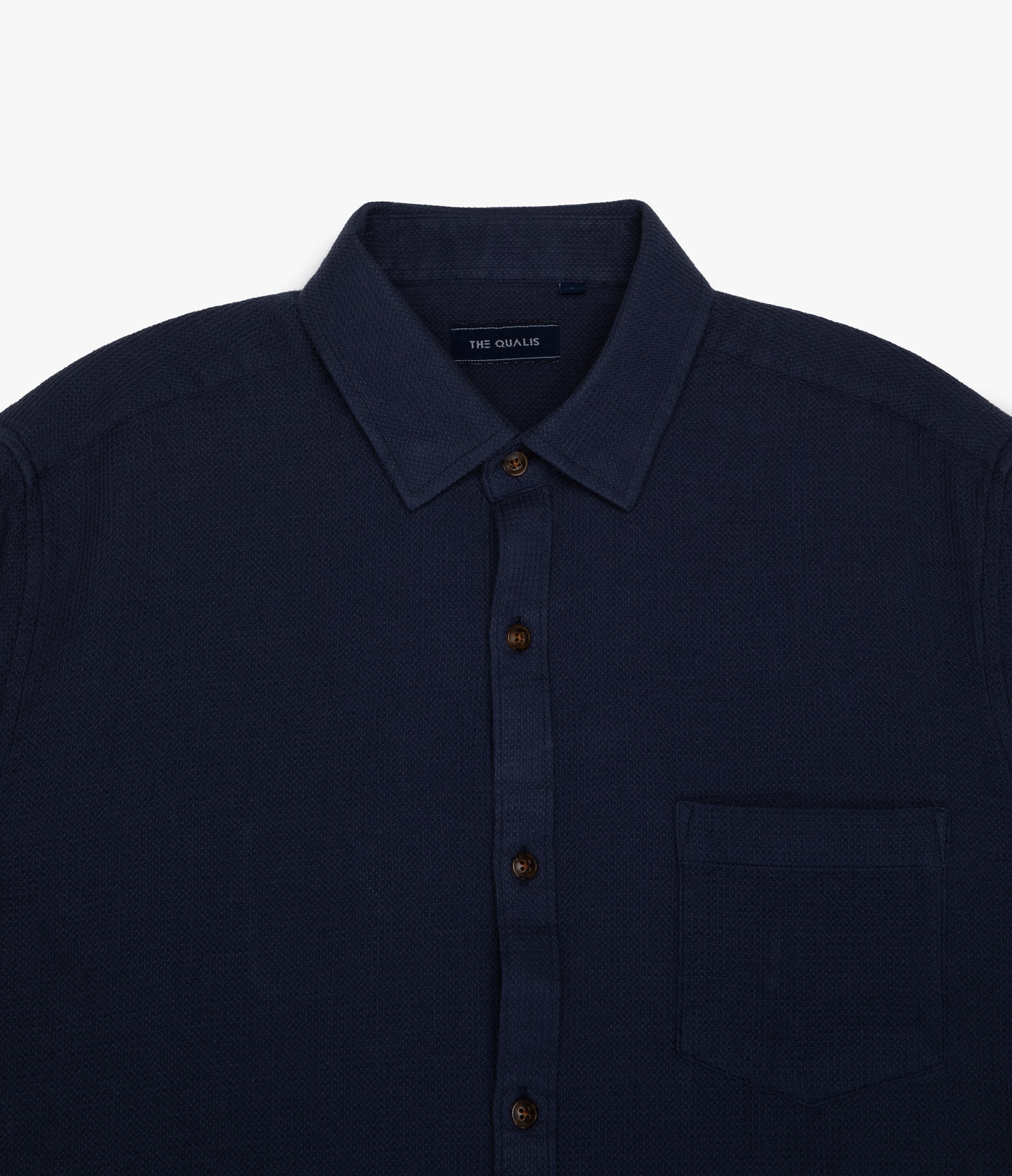 Camisa Hombre Waffle Manga Larga Azul Marino Matias