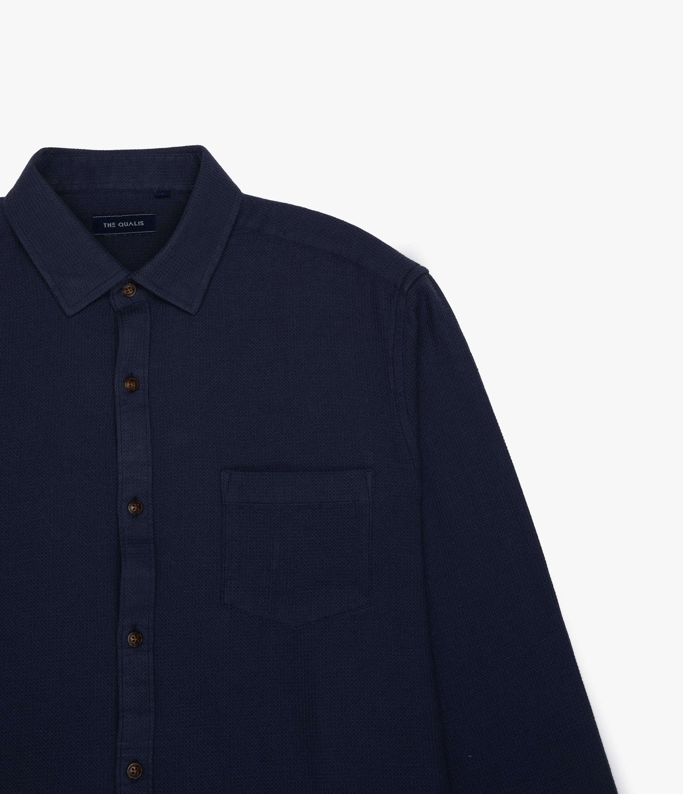 Camisa Hombre Waffle Manga Larga Azul Marino Matias