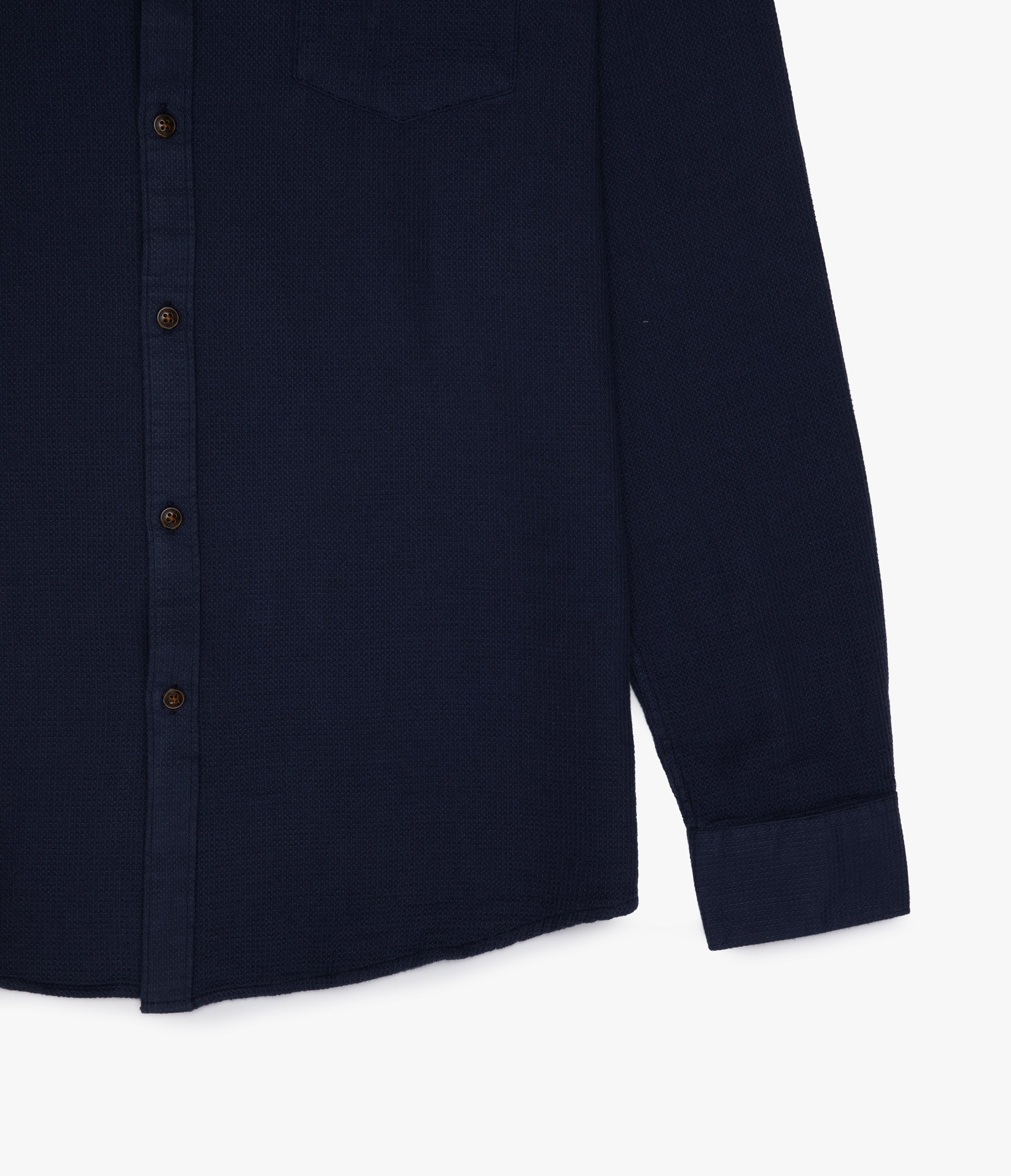 Camisa Hombre Waffle Manga Larga Azul Marino Matias