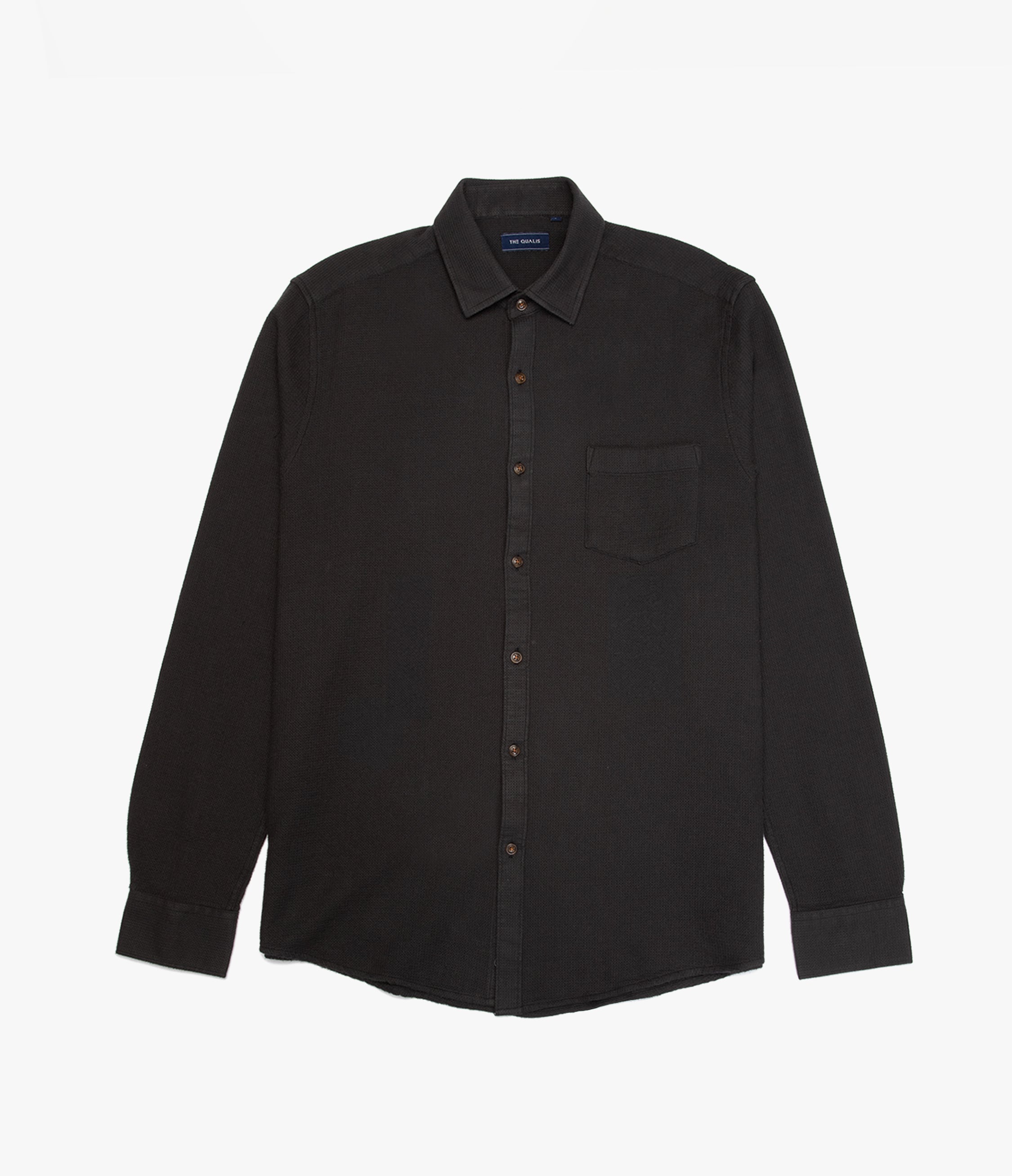 Camisa Hombre Waffle Manga Larga Negro Matias