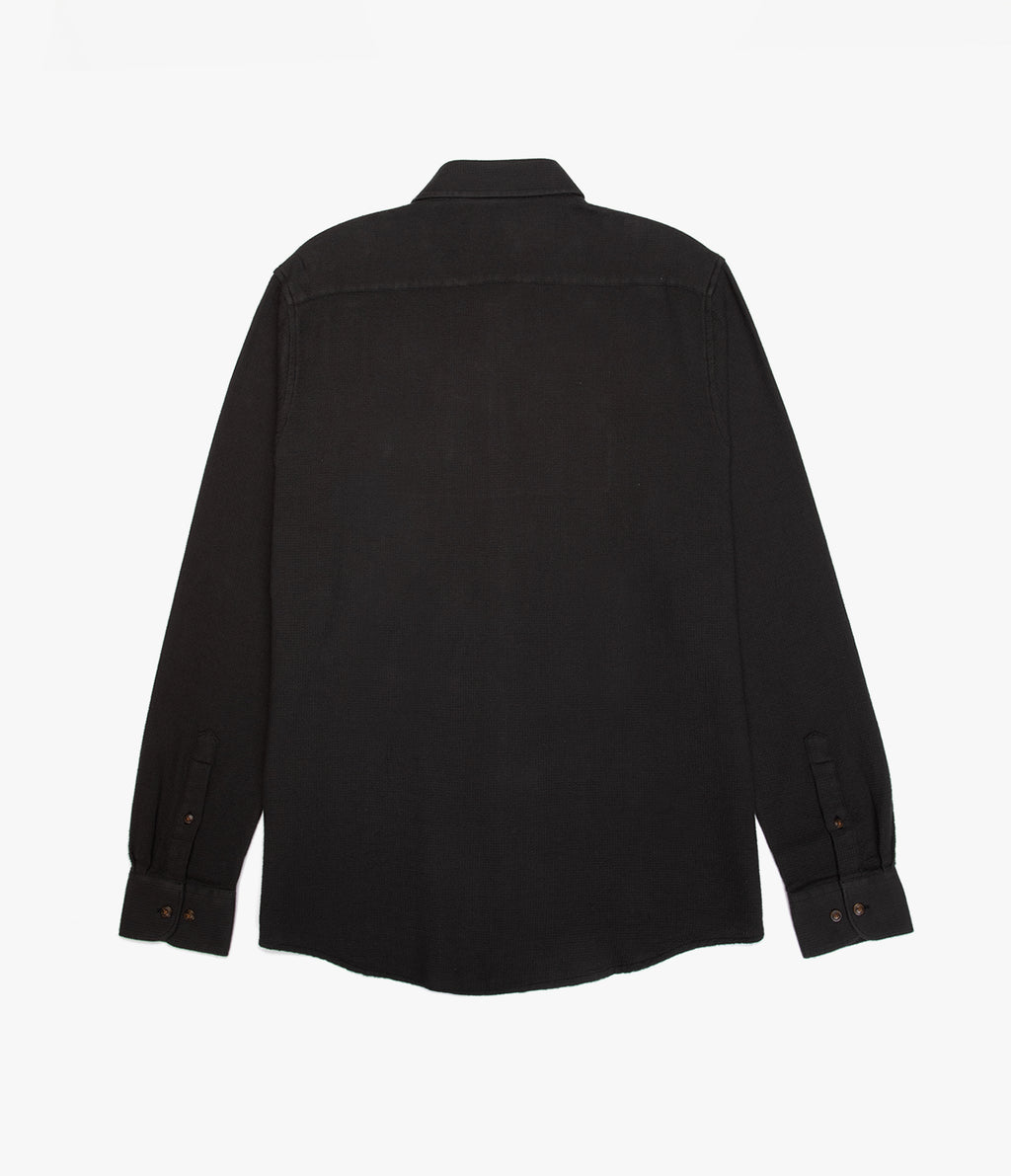 Camisa Hombre Waffle Manga Larga Negro Matias