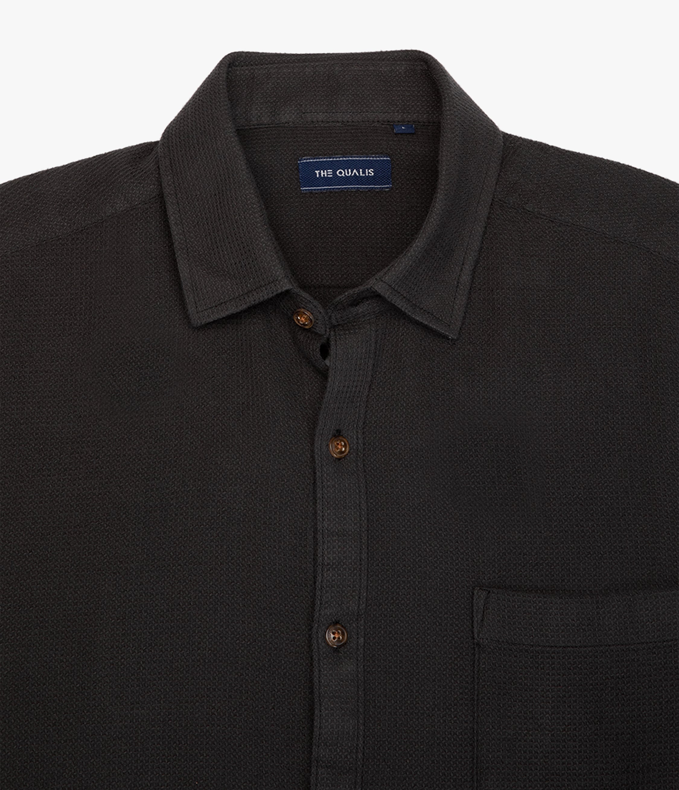 Camisa Hombre Waffle Manga Larga Negro Matias