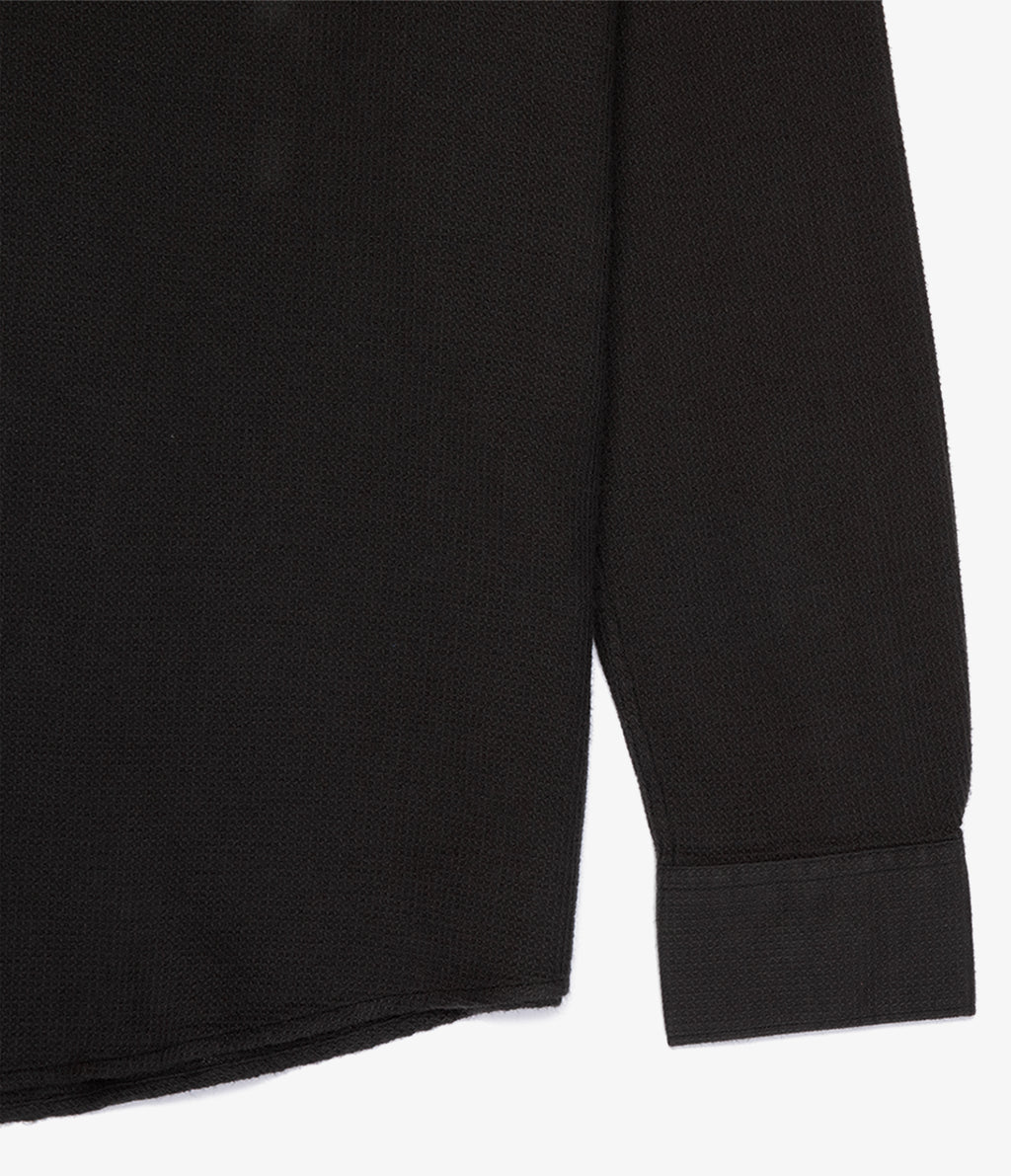 Camisa Hombre Waffle Manga Larga Negro Matias