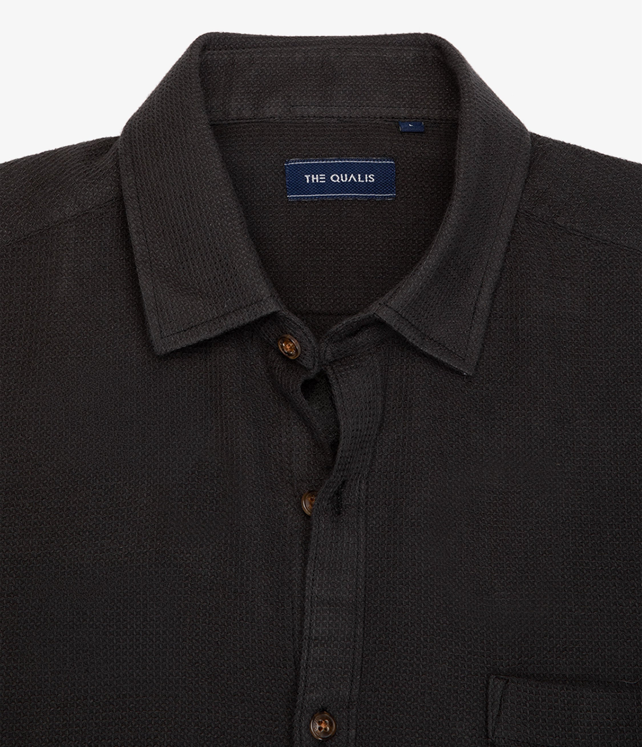 Camisa Hombre Waffle Manga Larga Negro Matias