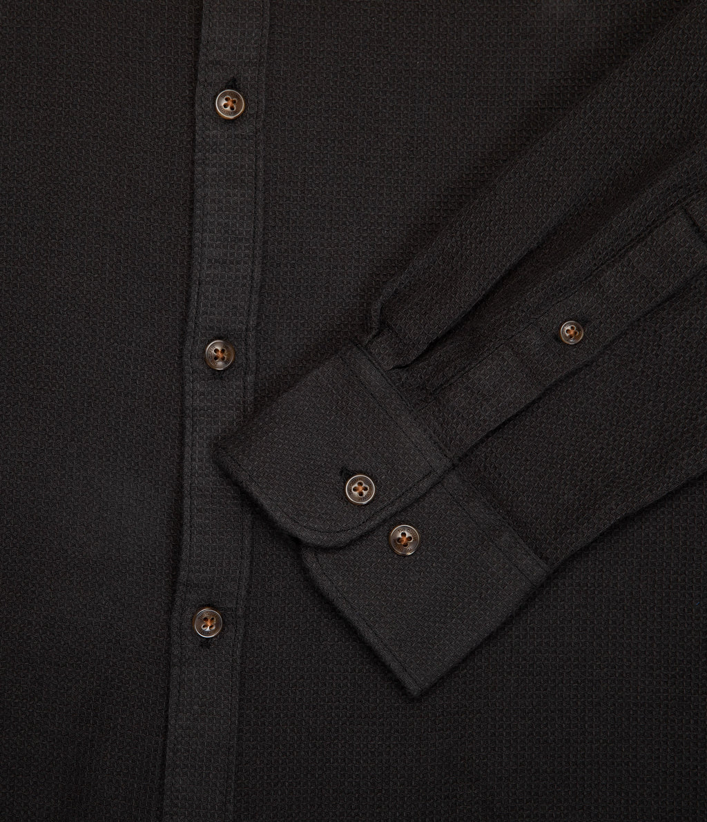 Camisa Hombre Waffle Manga Larga Negro Matias