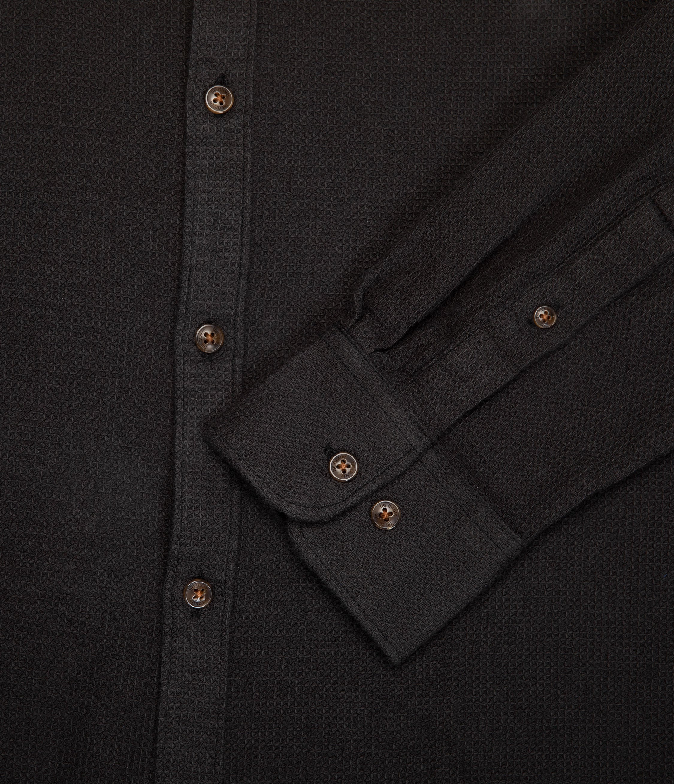 Camisa Hombre Waffle Manga Larga Negro Matias