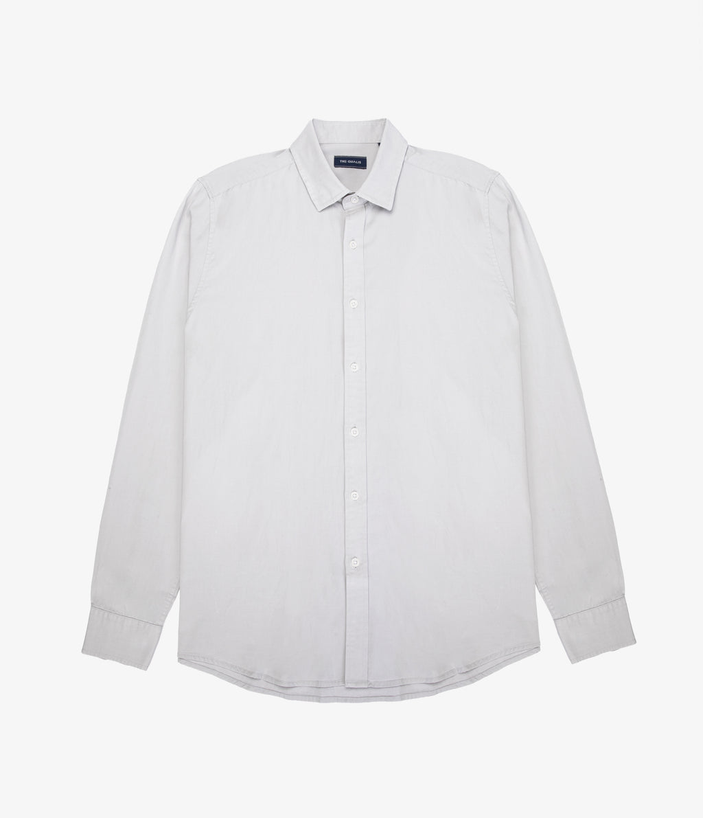 Camisa Hombre Tencell Manga Larga Gris Claro Leo