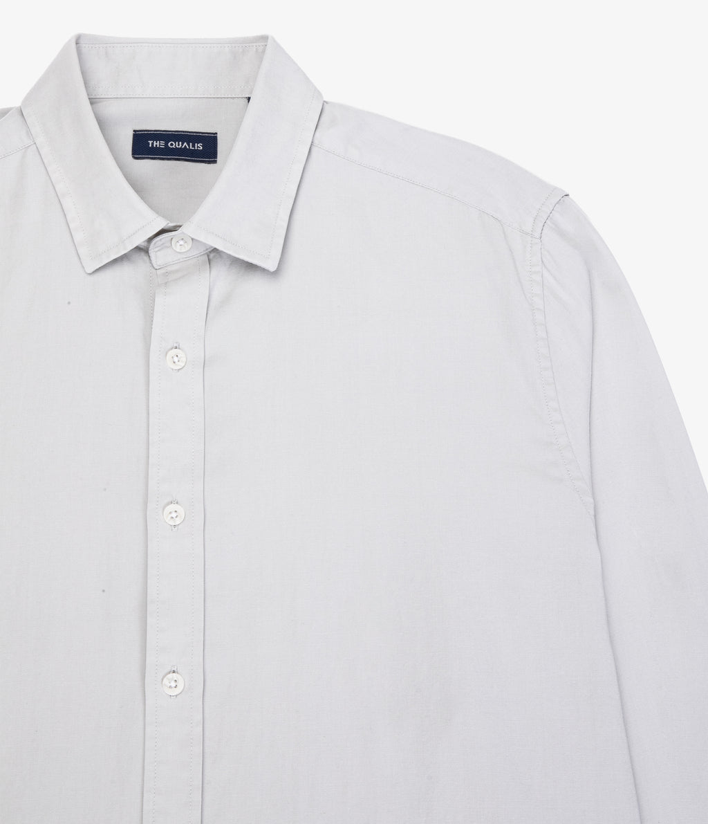 Camisa Hombre Tencell Manga Larga Gris Claro Leo