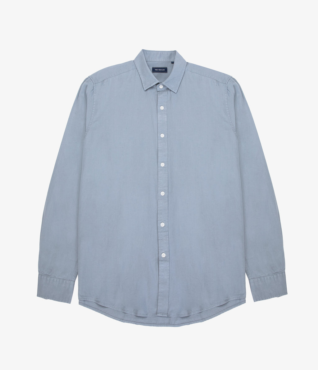 Camisa Hombre Tencell Manga Larga Celeste Leo