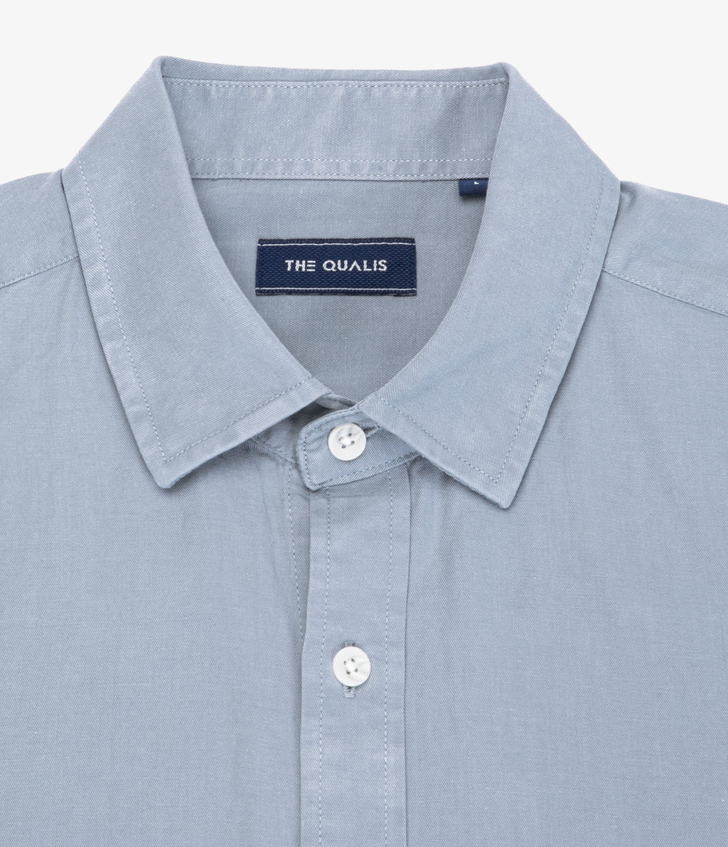 Camisa Hombre Tencell Manga Larga Celeste Leo