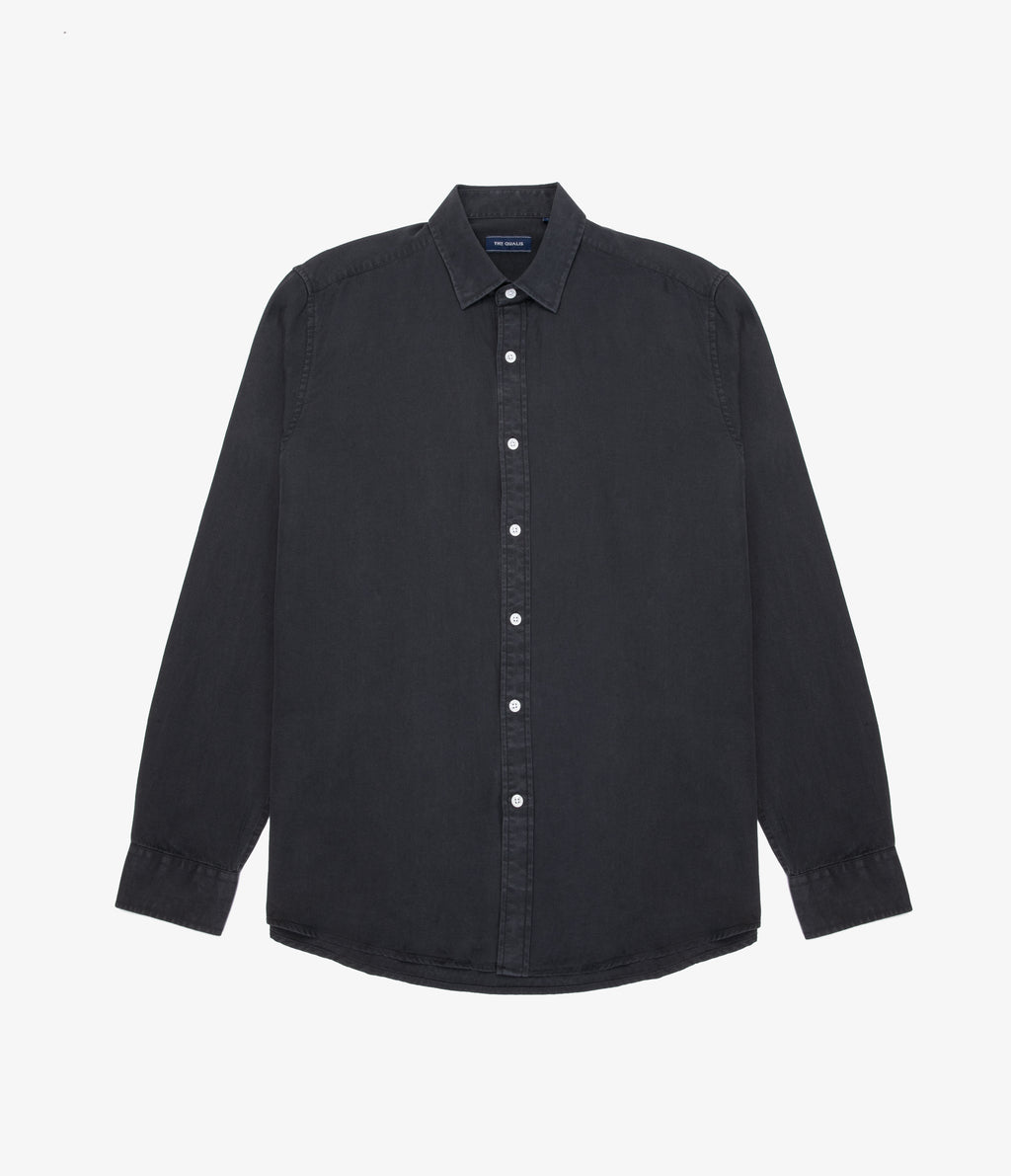 Camisa Hombre Tencell Manga Larga Gris Marengo Leo