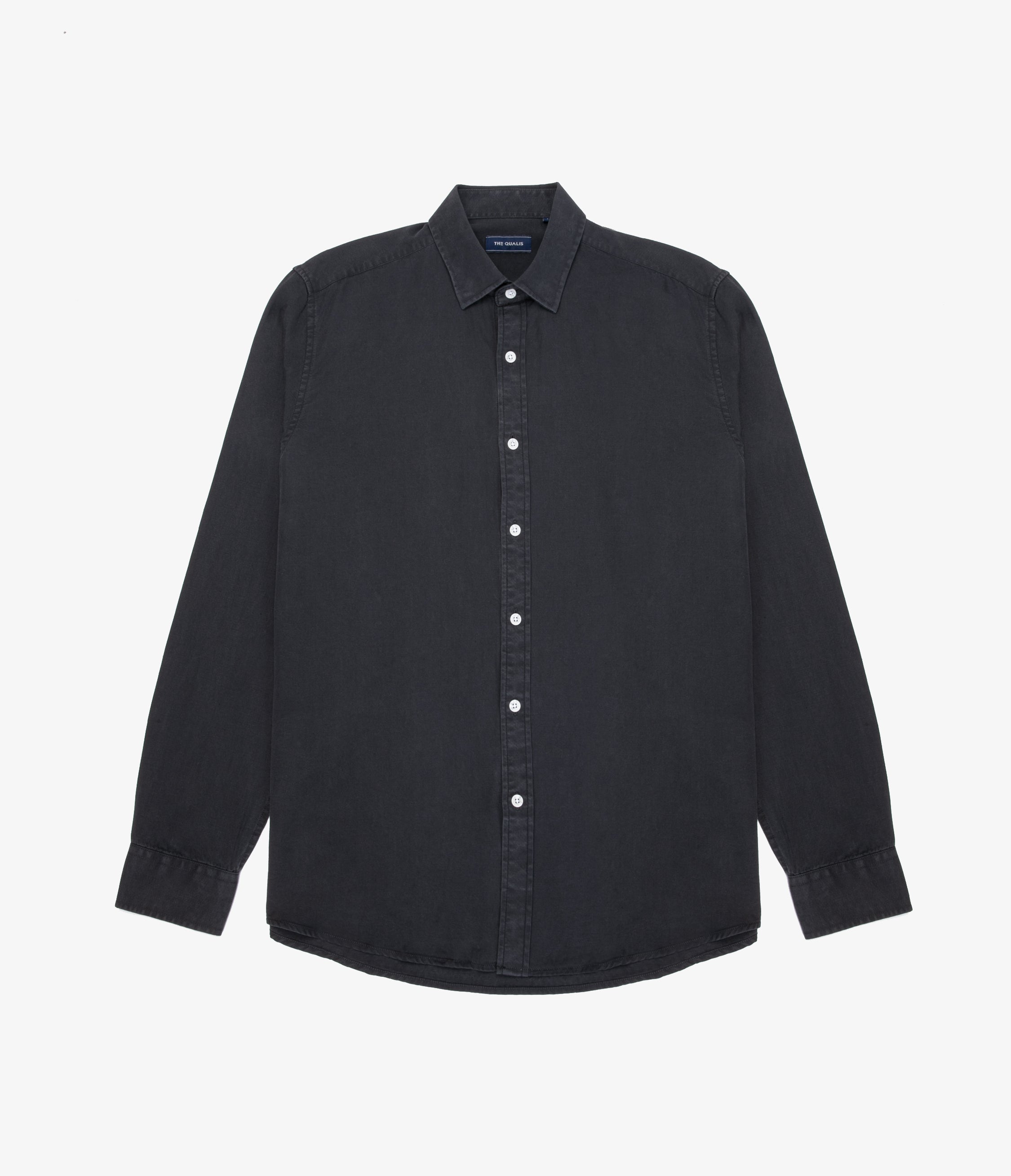 Camisa Hombre Tencell Manga Larga Gris Marengo Leo