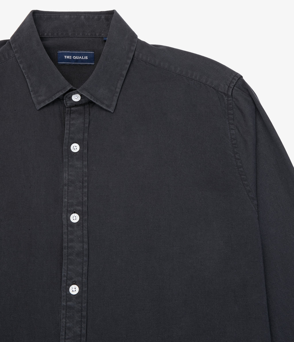 Camisa Hombre Tencell Manga Larga Gris Marengo Leo
