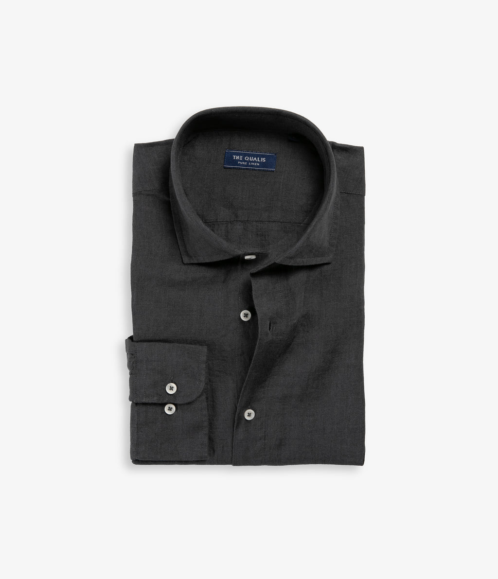 Camisa Hombre Lino Manga Larga Amalfi Gris Marengo