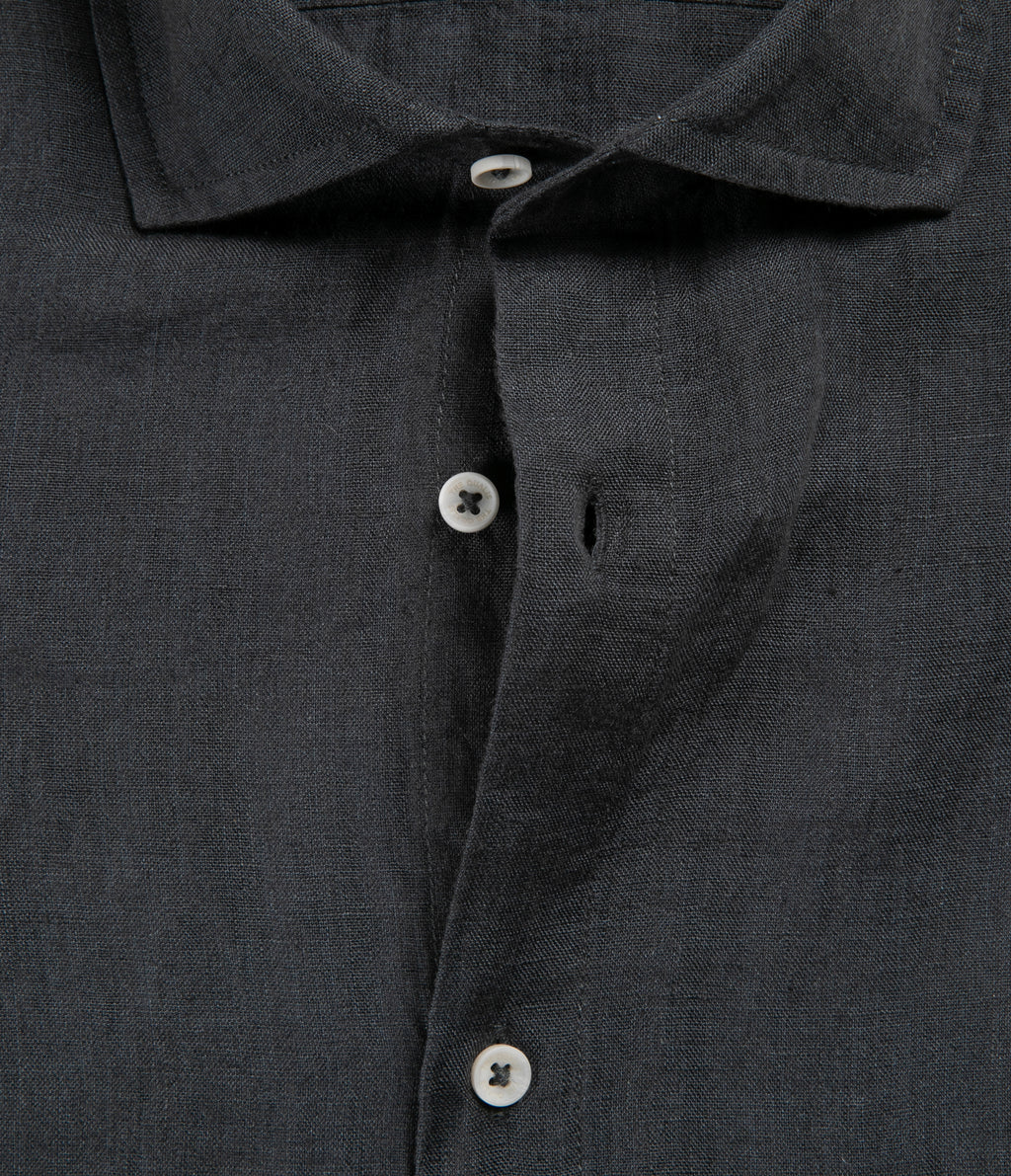 Camisa Hombre Lino Manga Larga Amalfi Gris Marengo