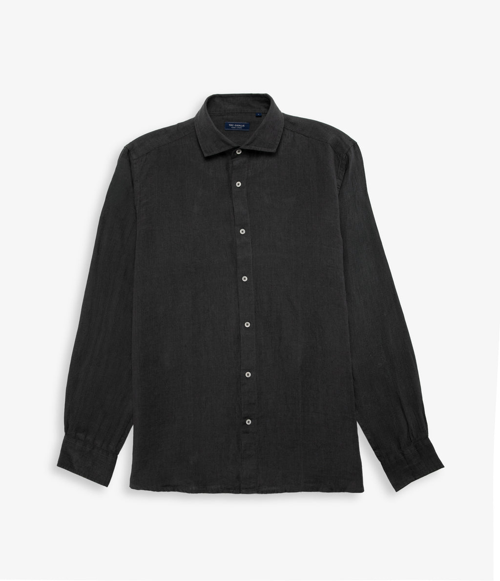 Camisa Hombre Lino Manga Larga Amalfi Gris Marengo