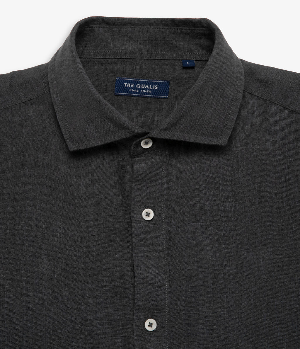 Camisa Hombre Lino Manga Larga Amalfi Gris Marengo
