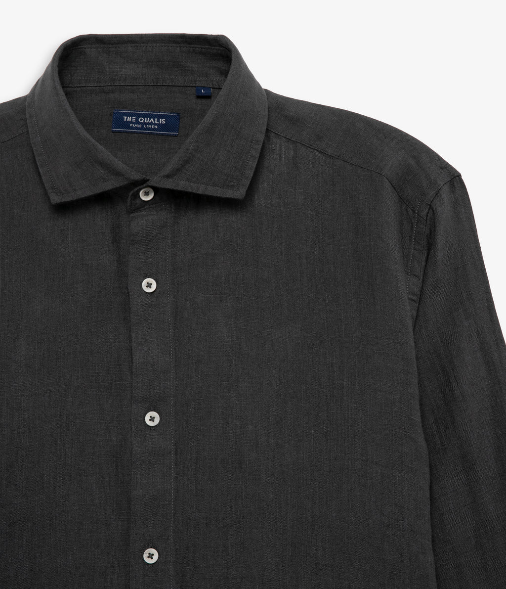 Camisa Hombre Lino Manga Larga Amalfi Gris Marengo