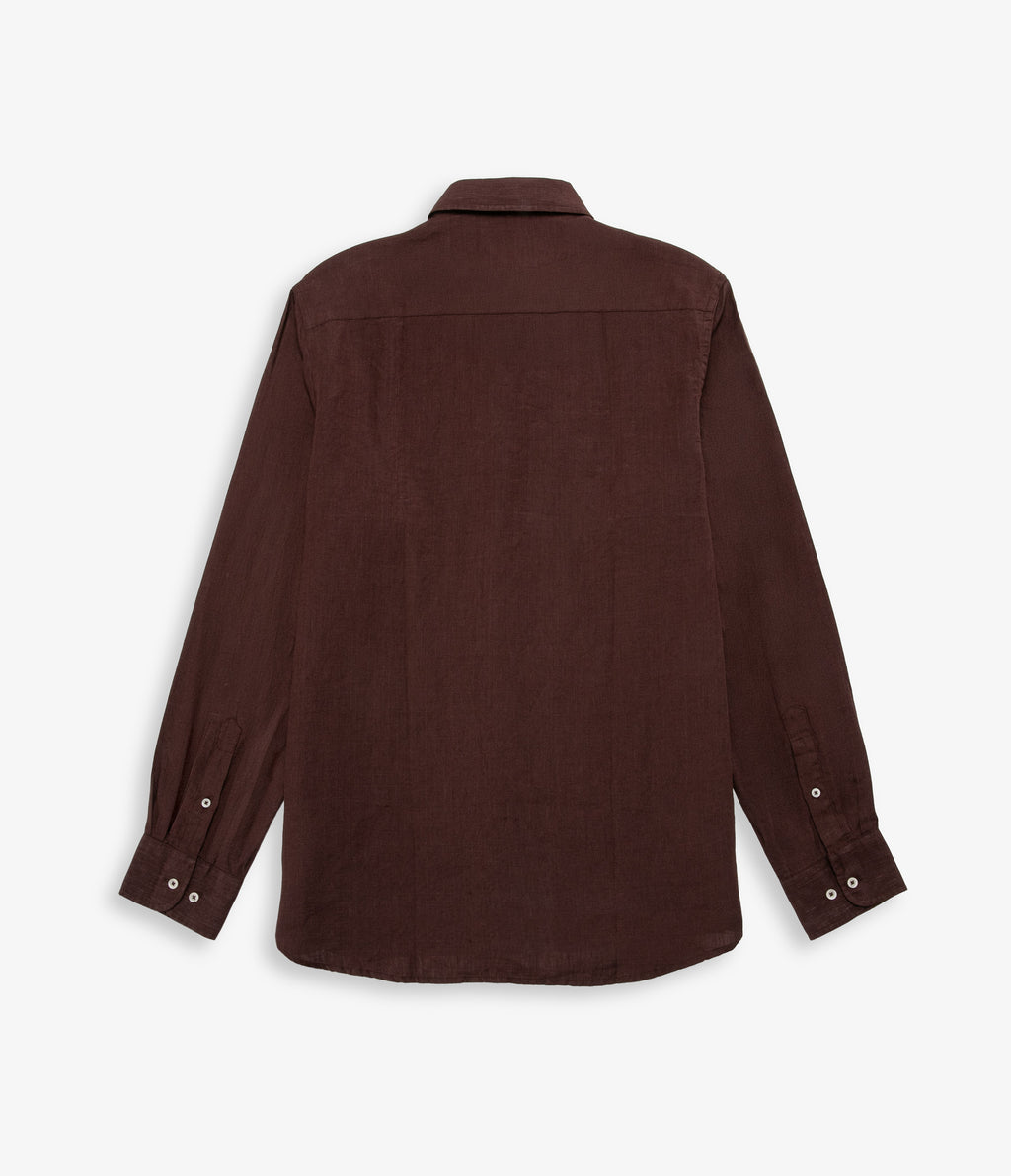 Camisa Hombre Lino Manga Larga Amalfi Burdeo