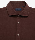 Camisa Hombre Lino Manga Larga Amalfi Burdeo
