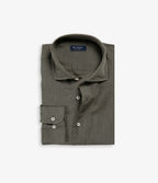 Camisa Hombre Lino Manga Larga Amalfi Verde Oscuro