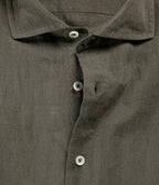 Camisa Hombre Lino Manga Larga Amalfi Verde Oscuro