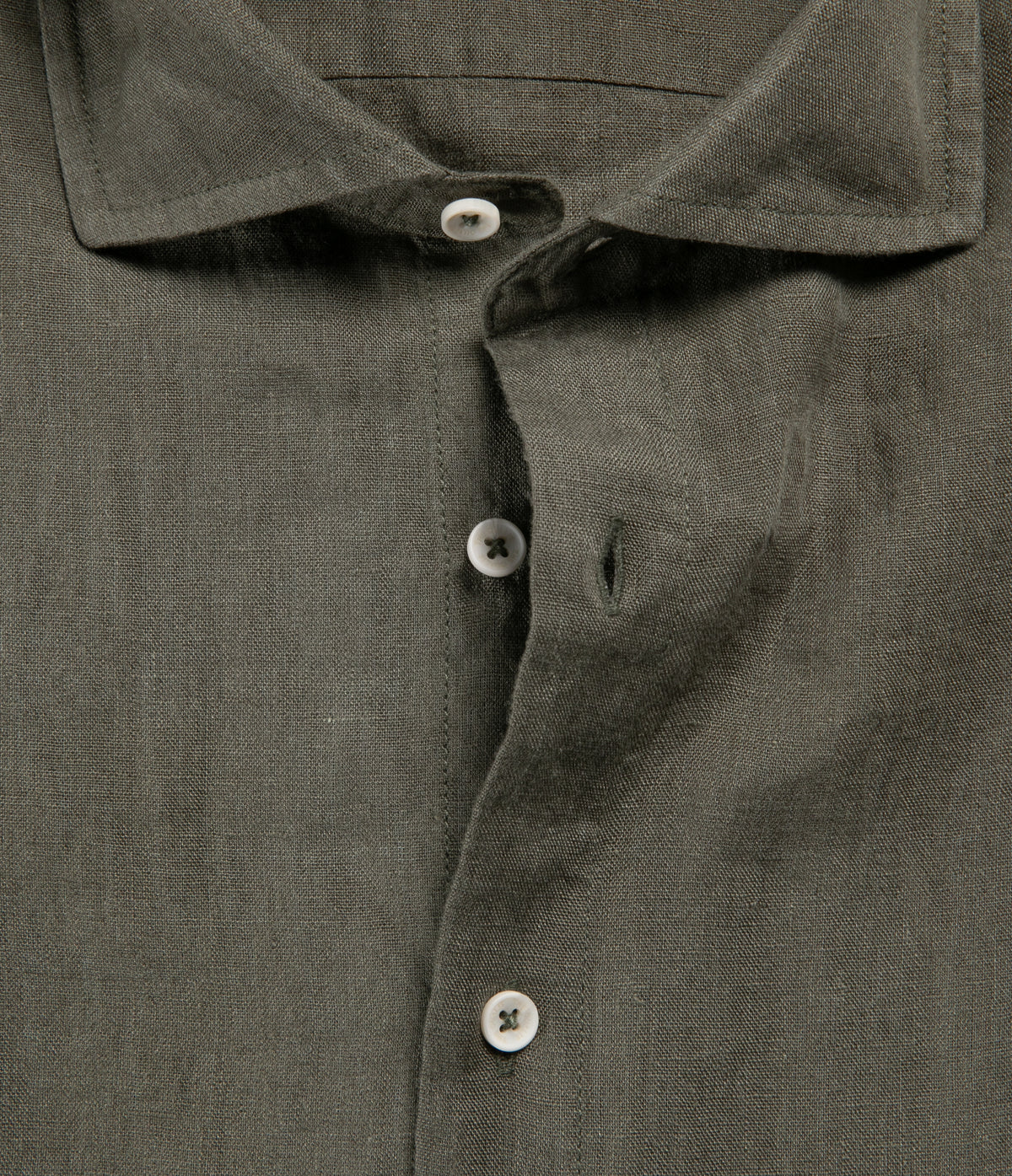 Camisa Hombre Lino Manga Larga Amalfi Verde Oscuro