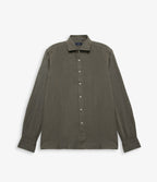 Camisa Hombre Lino Manga Larga Amalfi Verde Oscuro
