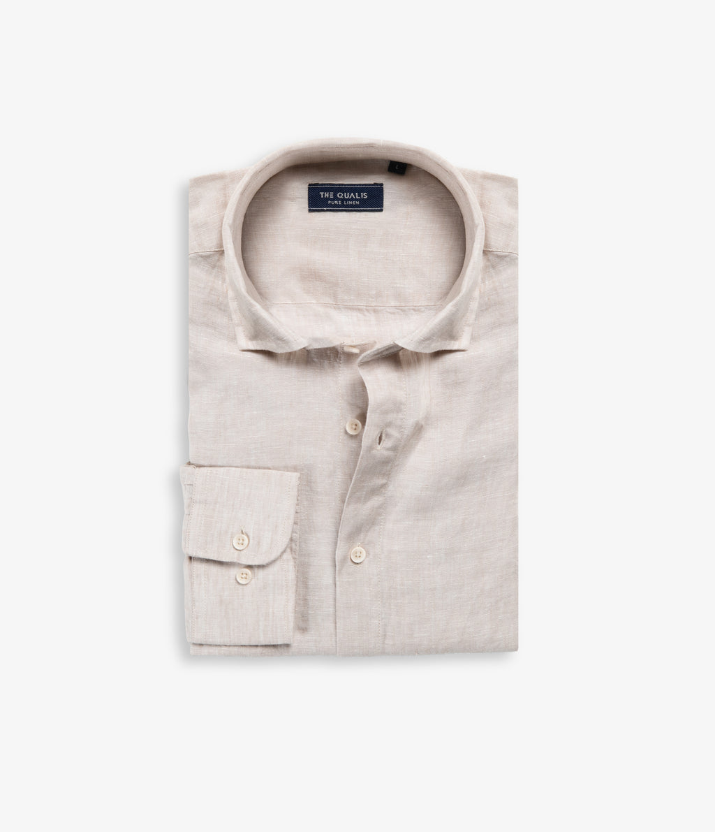 Camisa Hombre Lino Manga Larga Amalfi Beige