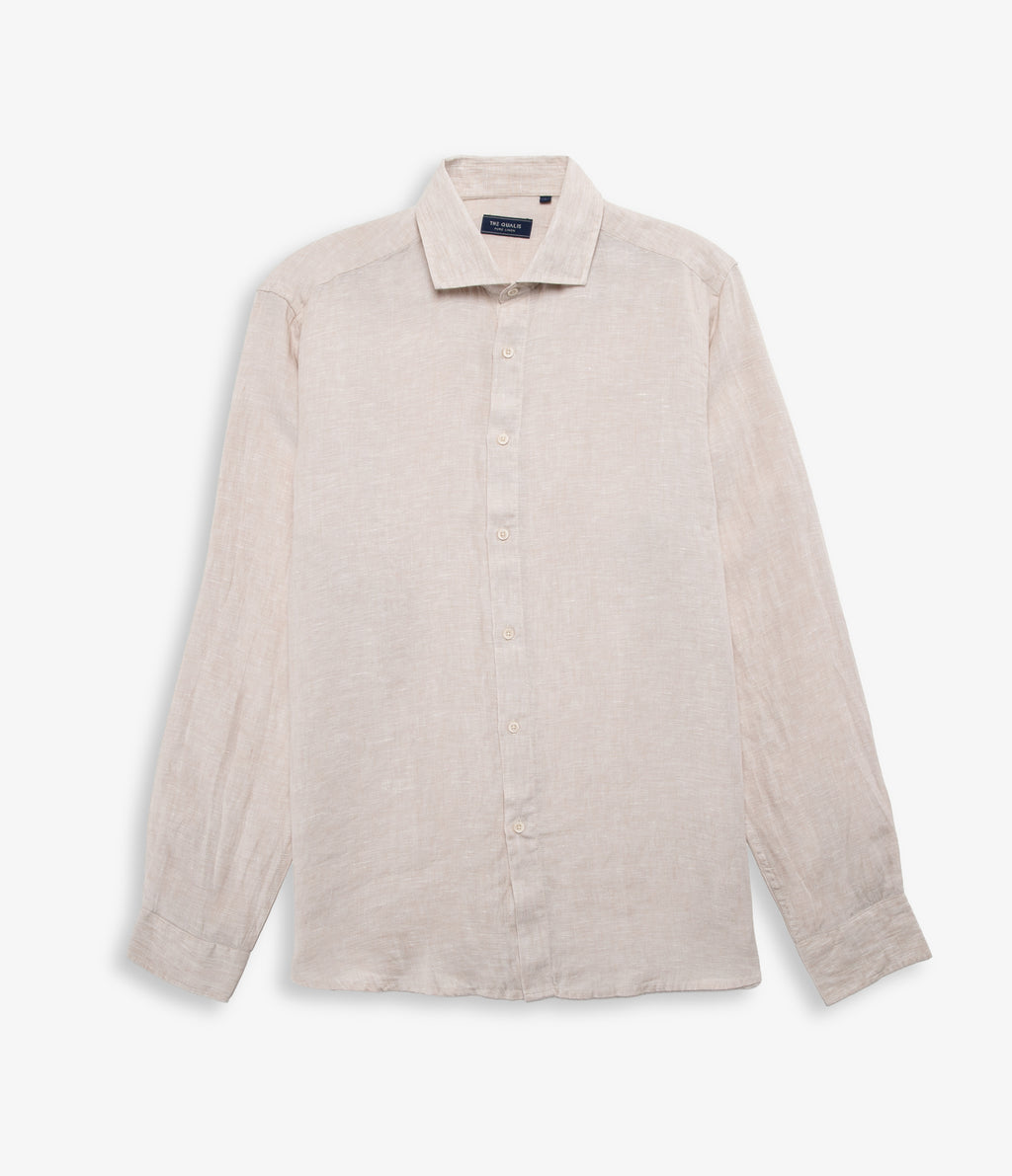 Camisa Hombre Lino Manga Larga Amalfi Beige