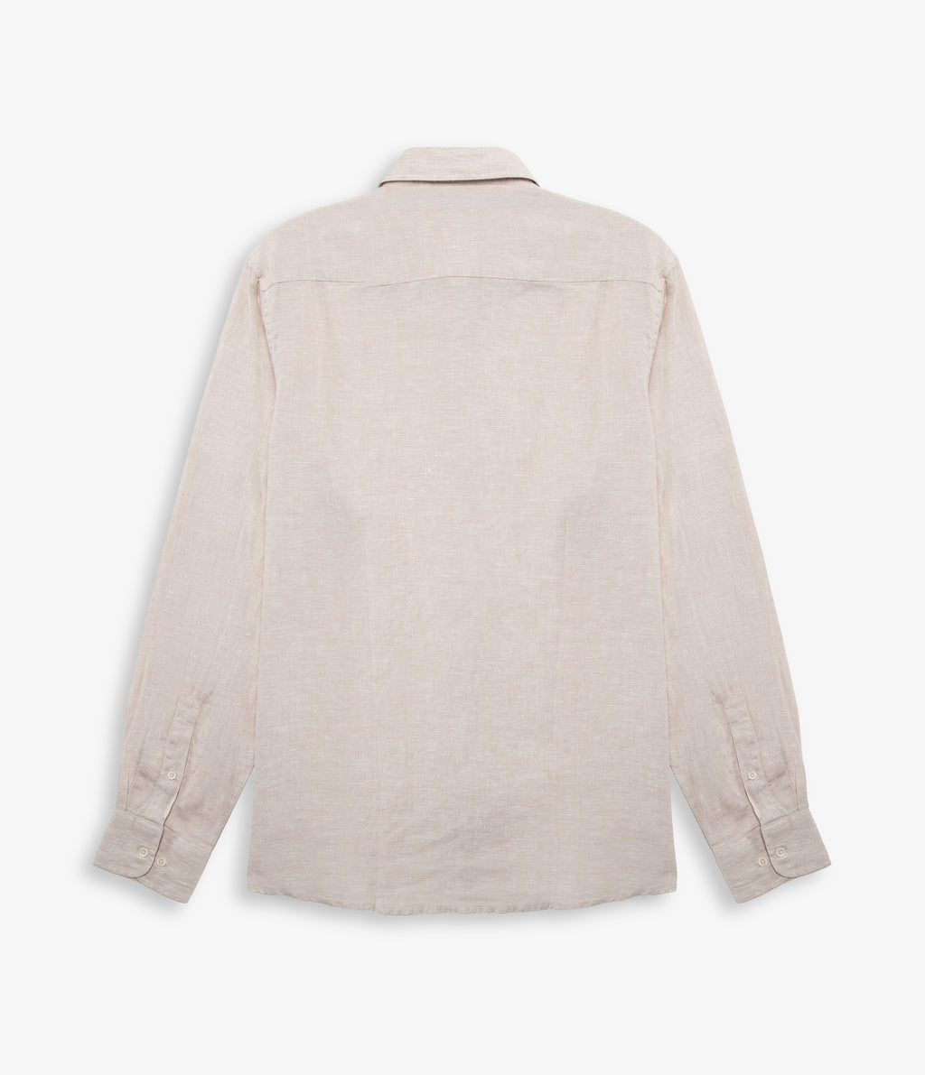 Camisa Hombre Lino Manga Larga Amalfi Beige