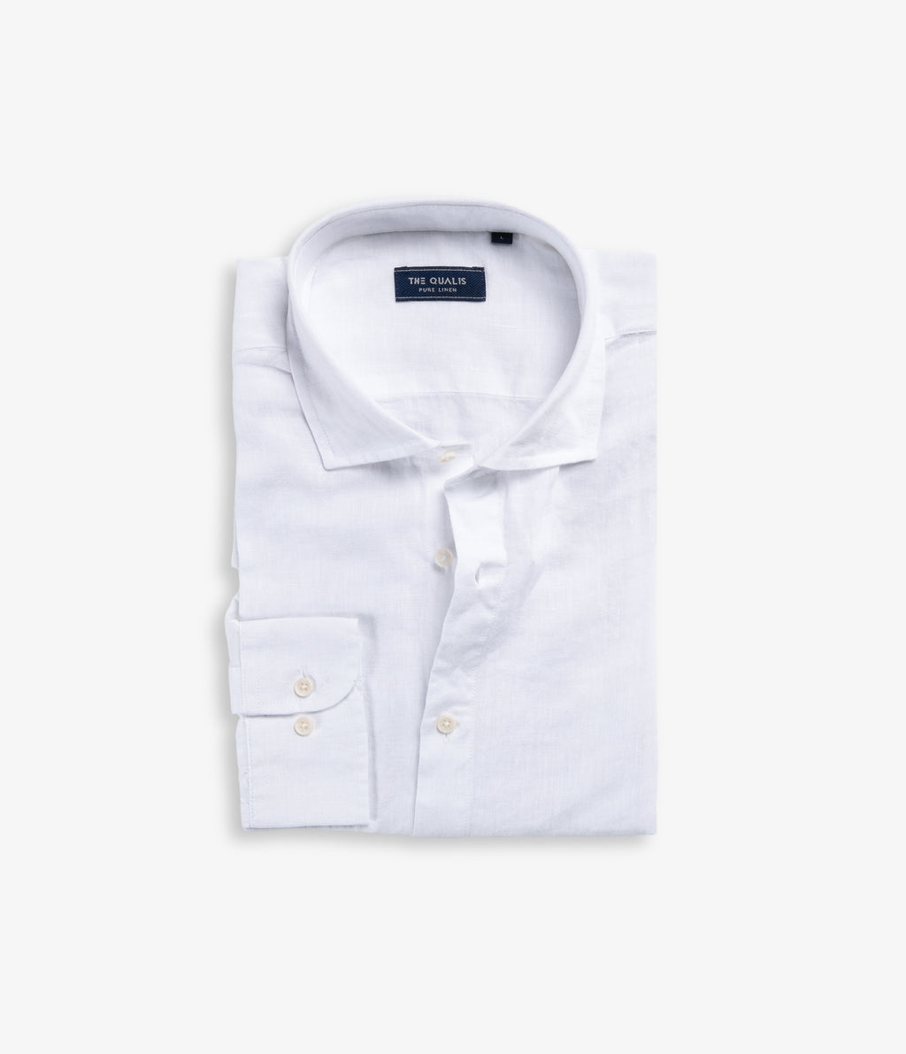 Camisa Hombre Lino Manga Larga Amalfi Blanco