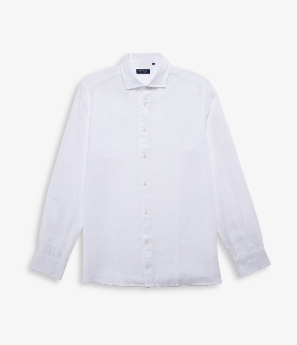 Camisa Hombre Lino Manga Larga Amalfi Blanco
