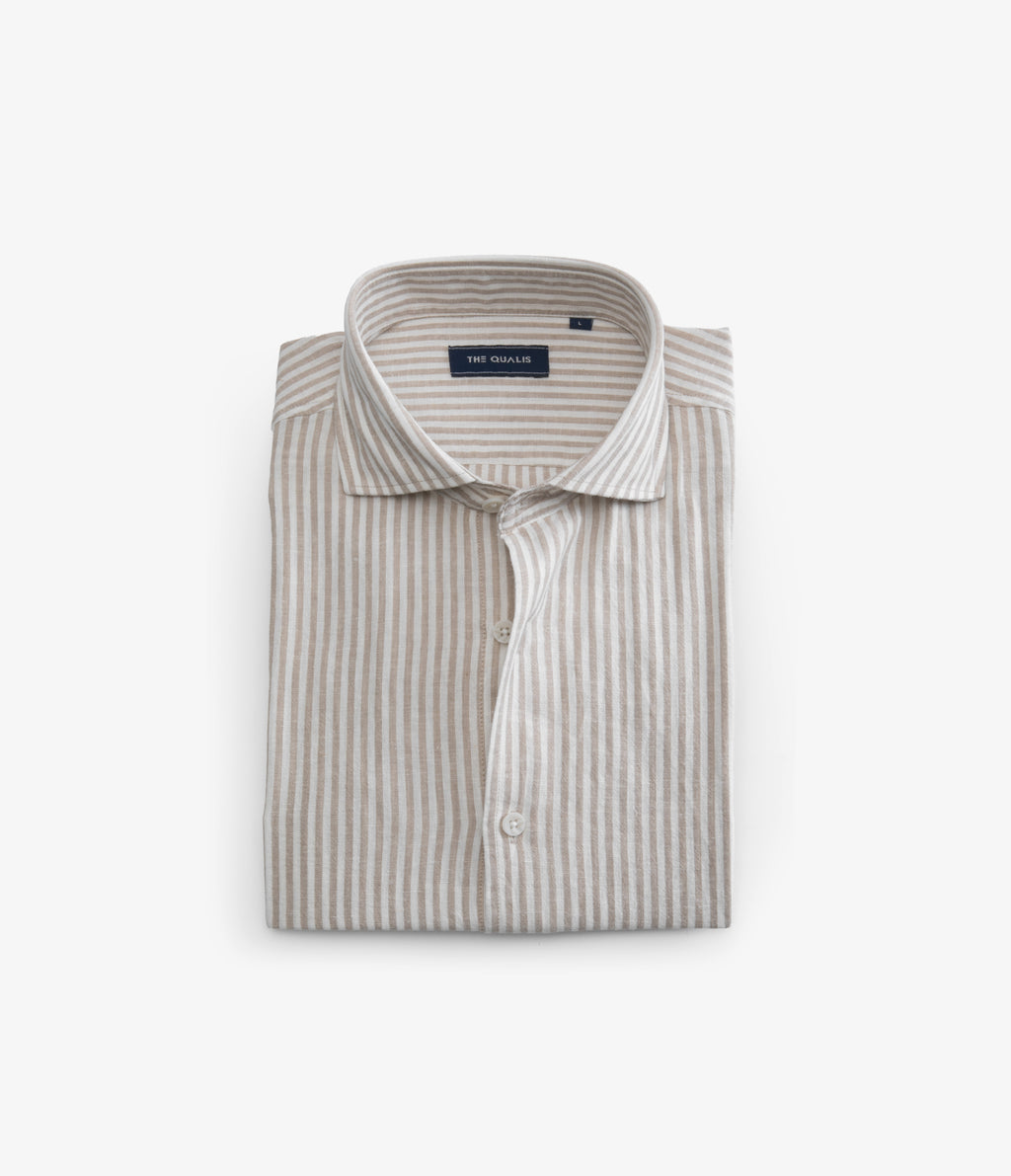 Camisa Hombre Lino Rayon Pitt Beige