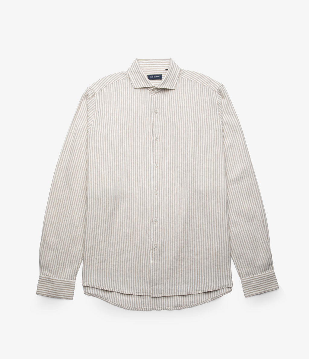 Camisa Hombre Lino Rayon Pitt Beige