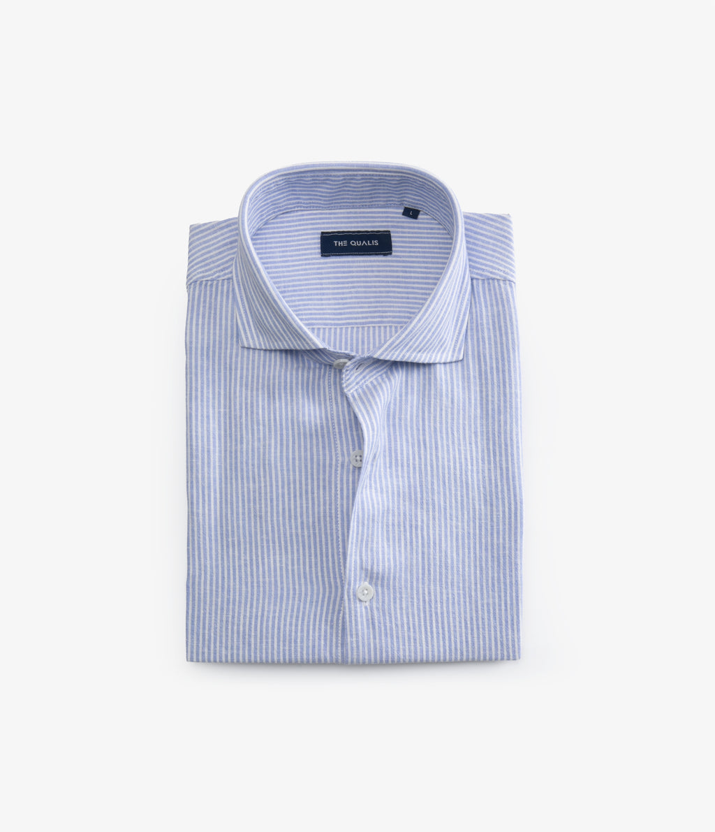 Camisa Hombre Lino Rayon Pitt Azul