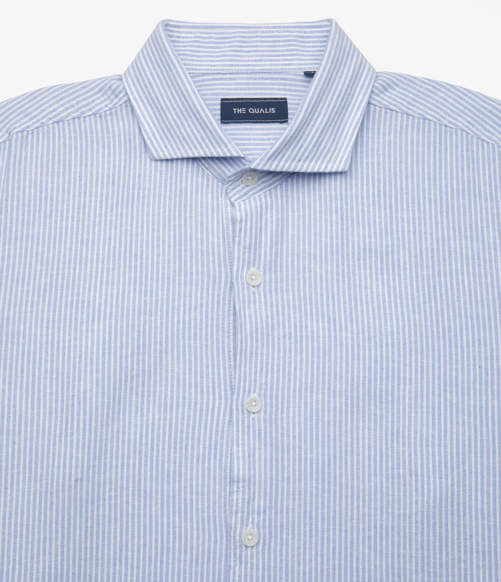 Camisa Hombre Lino Rayon Pitt Azul