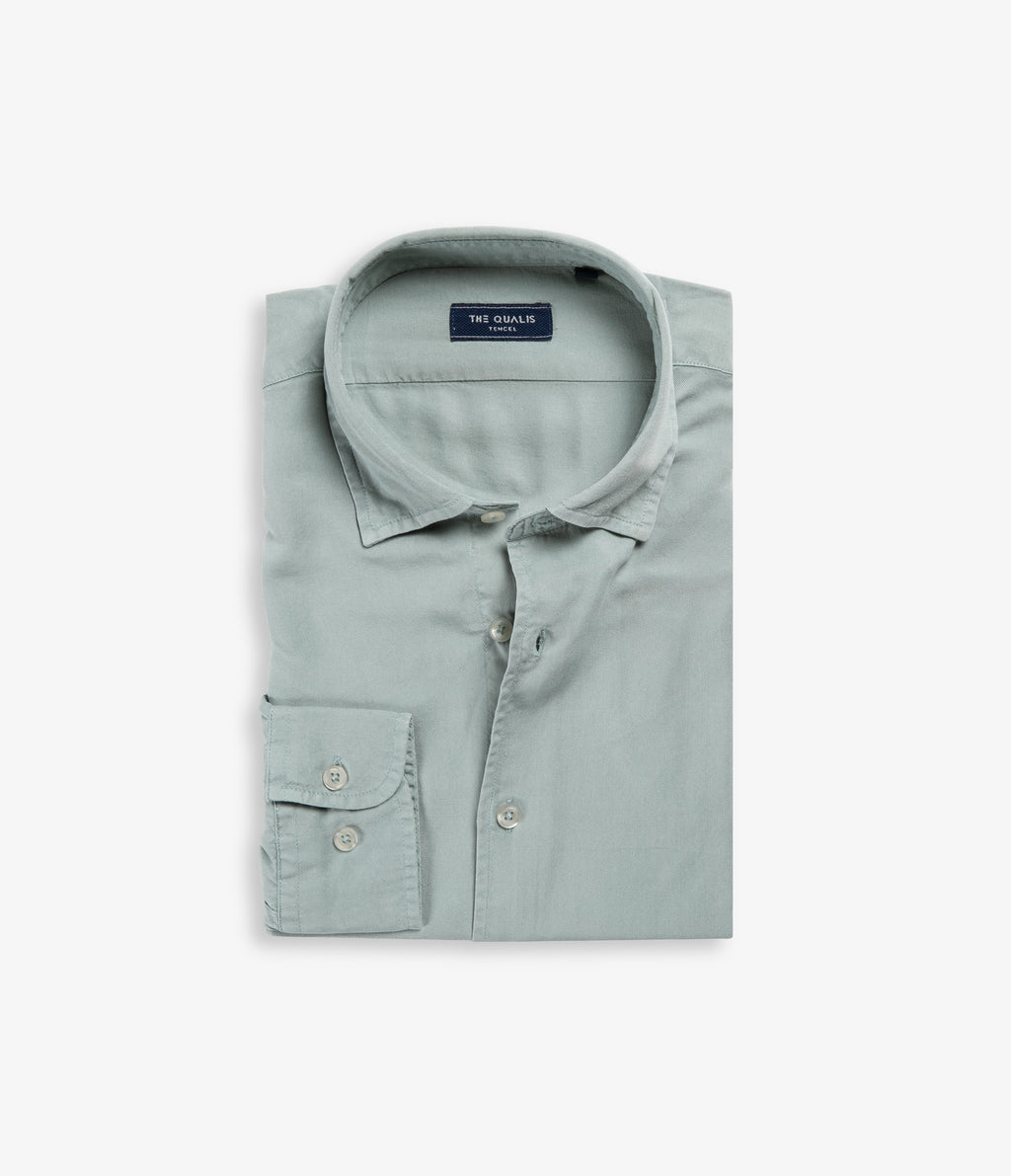 Camisa Hombre Tencel Manga Larga Verde Mark