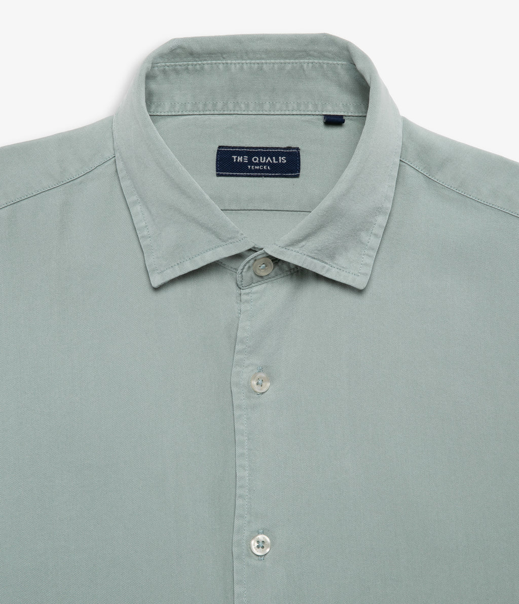 Camisa Hombre Tencel Manga Larga Verde Mark