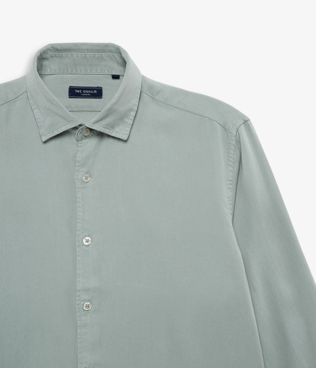 Camisa Hombre Tencel Manga Larga Verde Mark